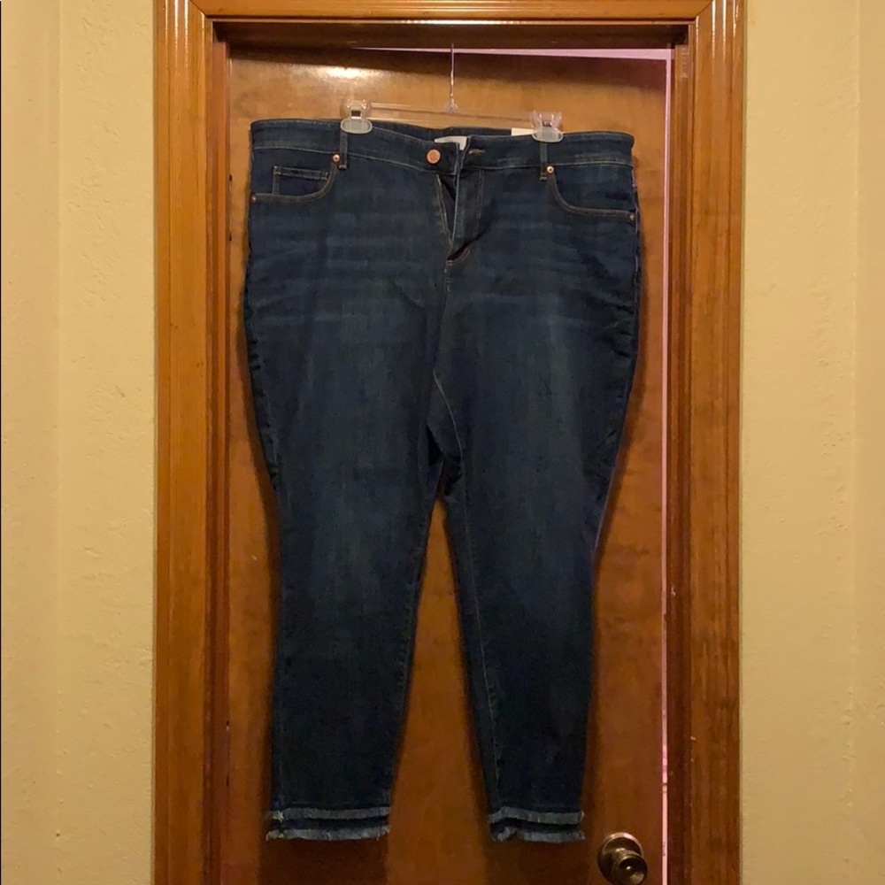 LOFT Plus Double Frayed Skinny Jeans